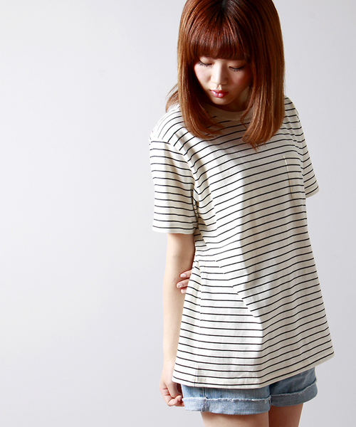 WEGO(ウィゴー)の「WEGO/ペンシルボーダーTシャツ(Tシャツ/カットソー・メンズ・ホワイト/ブルー/イエロー/ターコイズブルー・MEDIUM/LARGE)」の17枚目の写真