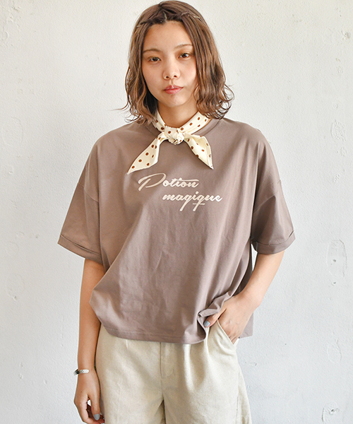 PairPair(ペアペア)の「ドットスカーフ付ラテカラーTシャツ(Tシャツ/カットソー・レディース・ベージュ/オフホワイト/モカ・FREE)」の8枚目の写真