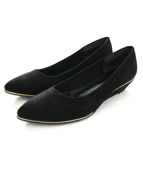 AmiAmi(アミアミ)の「《2019AW新作》メタリックラインウエッジソールパンプス(パンプス)」|ブラック