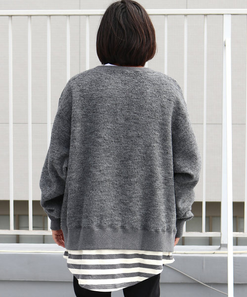 AlexanderLeeChang(アレキサンダーリーチャン)の「AlexanderLeeChang/アレキサンダーリーチャン LAYERD KNIT クルーネックニット(ニット/セーター・メンズ・オリーブ/チャコール・2/3)」の5枚目の写真