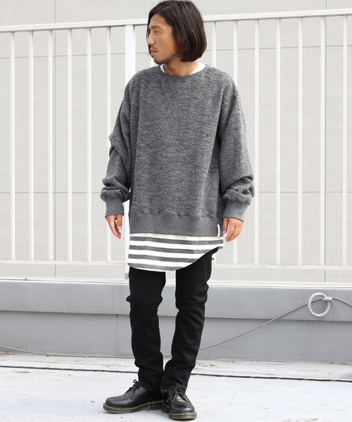 AlexanderLeeChang(アレキサンダーリーチャン)の「AlexanderLeeChang/アレキサンダーリーチャン LAYERD KNIT クルーネックニット(ニット/セーター・メンズ・オリーブ/チャコール・2/3)」の3枚目の写真