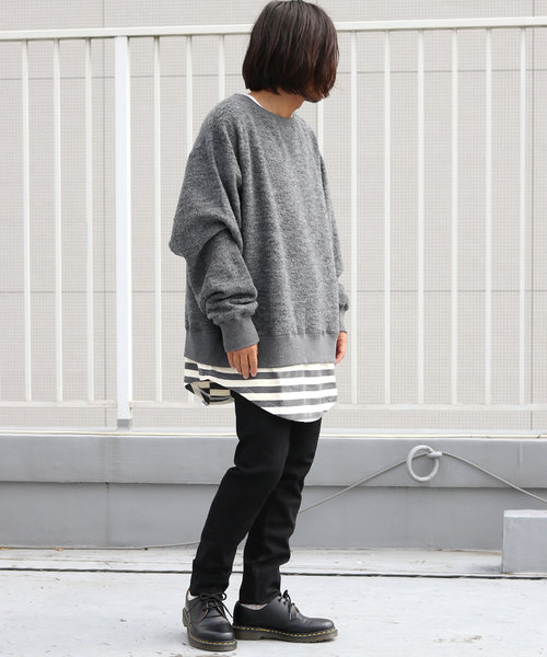 AlexanderLeeChang(アレキサンダーリーチャン)の「AlexanderLeeChang/アレキサンダーリーチャン LAYERD KNIT クルーネックニット(ニット/セーター・メンズ・オリーブ/チャコール・2/3)」の4枚目の写真