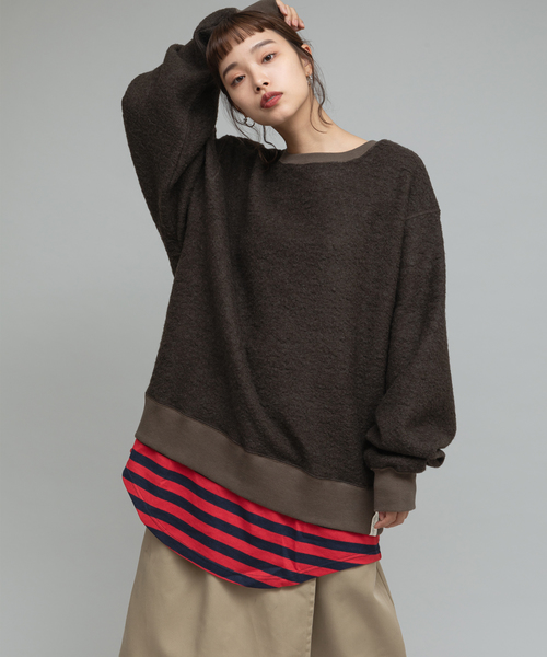 AlexanderLeeChang(アレキサンダーリーチャン)の「AlexanderLeeChang/アレキサンダーリーチャン LAYERD KNIT クルーネックニット(ニット/セーター・メンズ・オリーブ/チャコール・2/3)」の7枚目の写真