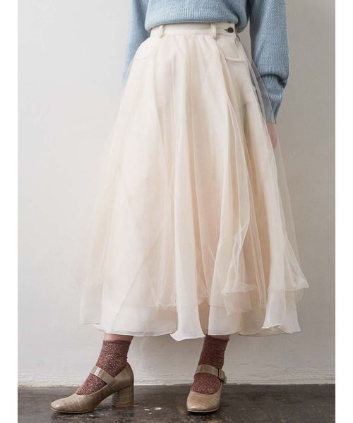 merry jenny（メリージェニー）の「ドッキングチュールスカート（スカート・レディース・アイボリー/インディゴブルー・FREE）」の15枚目の写真