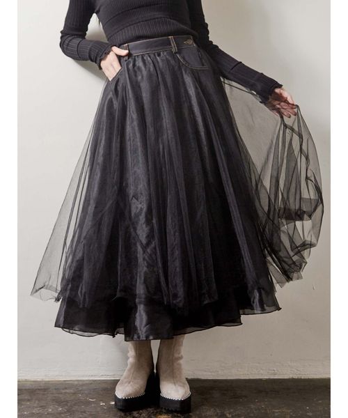 merry jenny（メリージェニー）の「ドッキングチュールスカート（スカート・レディース・アイボリー/インディゴブルー・FREE）」の11枚目の写真