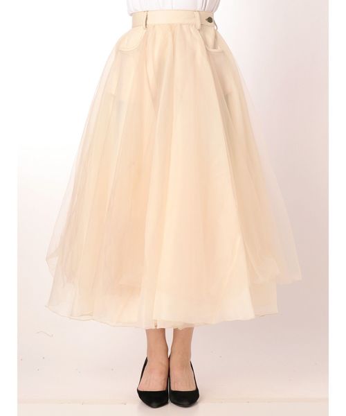 merry jenny（メリージェニー）の「ドッキングチュールスカート（スカート・レディース・アイボリー/インディゴブルー・FREE）」の5枚目の写真