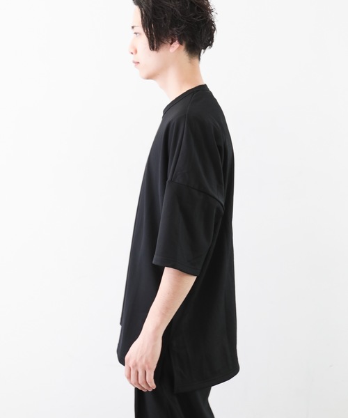 KAZUYUKI KUMAGAI ATTACHMENT（カズユキクマガイアタッチメント）の「T/Cライト裏毛 クルーネックドルマンS/S（Tシャツ/カットソー・メンズ・ブラック/ネイビー・1/2/3）」の6枚目の写真