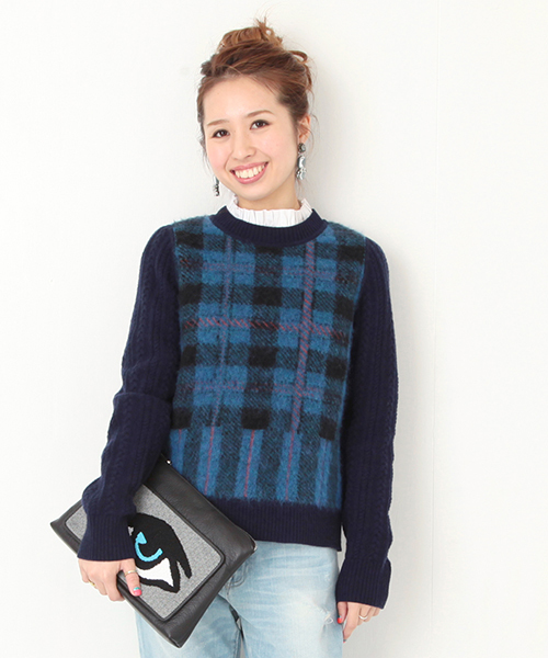 Ray BEAMS（レイビームス）の「BOUSSOLE×Ray BEAMS / 別注 チェックニット プルオーバー（ニット/セーター・レディース・その他1/その他2・ONE SIZE）」の2枚目の写真