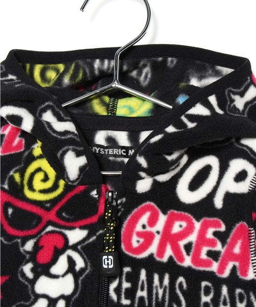 HYSTERIC MINI（ヒステリックミニ）の「SWEET DREAM BABY!総柄　フリースパーカー（ブルゾン・キッズ・ブラック系その他/グレー系その他・110/100/120）」の11枚目の写真