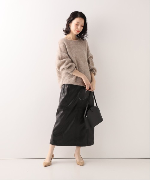 SLOBE IENA（スローブイエナ）の「SLOBE IENA Fi.mアルパカ混サイドリブニット（ニット/セーター・レディース・チャコールグレー/ベージュ・FREE）」の5枚目の写真