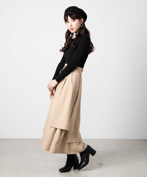 WEGO（ウィゴー）の「WEGO/【セットアップ対応商品】ランダムフレアスカート（スカート・レディース・ライトベージュ/ブラック・FREE）」の3枚目の写真