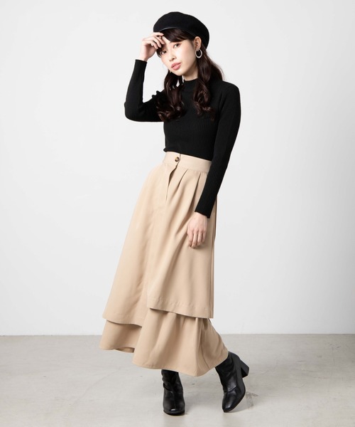 WEGO（ウィゴー）の「WEGO/【セットアップ対応商品】ランダムフレアスカート（スカート・レディース・ライトベージュ/ブラック・FREE）」の4枚目の写真