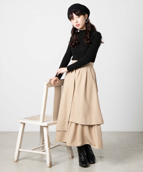 WEGO（ウィゴー）の「WEGO/【セットアップ対応商品】ランダムフレアスカート（スカート・レディース・ライトベージュ/ブラック・FREE）」の5枚目の写真