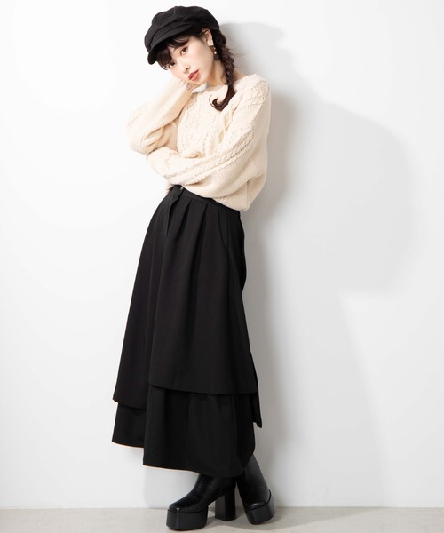 WEGO（ウィゴー）の「WEGO/【セットアップ対応商品】ランダムフレアスカート（スカート・レディース・ライトベージュ/ブラック・FREE）」の6枚目の写真