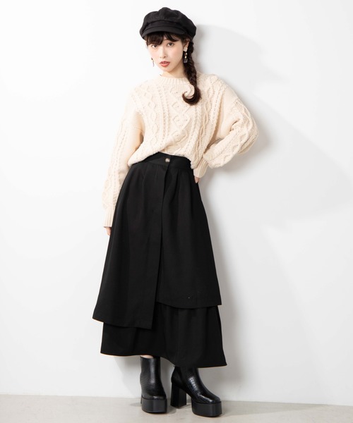 WEGO（ウィゴー）の「WEGO/【セットアップ対応商品】ランダムフレアスカート（スカート・レディース・ライトベージュ/ブラック・FREE）」の8枚目の写真