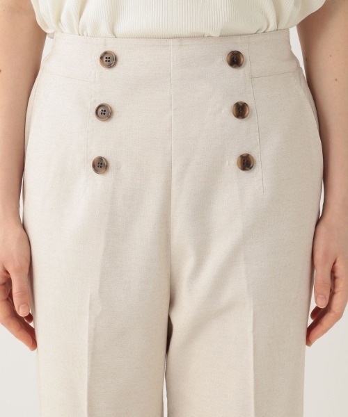 GLOBAL WORK(グローバルワーク)の「ケア楽リネン混ボタンワイドパンツ/874343(その他パンツ・レディース・ライトベージュ/カーキ/ネイビー・MEDIUM/LARGE)」の5枚目の写真