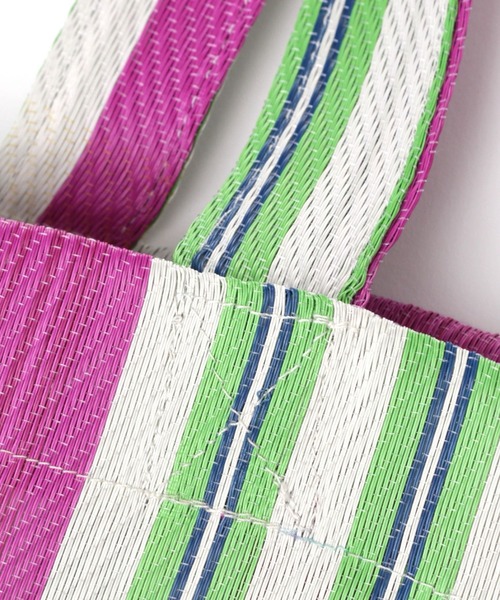 LAKOLE(ラコレ)の「ストライプマーケットバッグ / LAKOLE(トートバッグ・レディース・ピンク/オレンジ/パープル・FREE)」の5枚目の写真