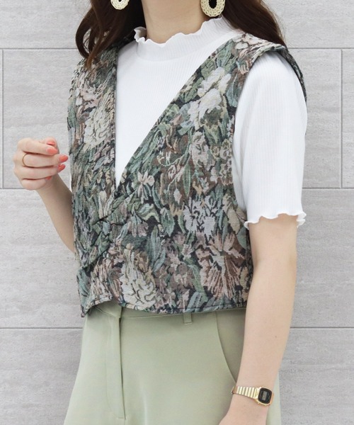 PairPair（ペアペア）の「ゴブラン柄ビスチェ（その他トップス・レディース・ブルー/ベージュ・FREE）」の3枚目の写真