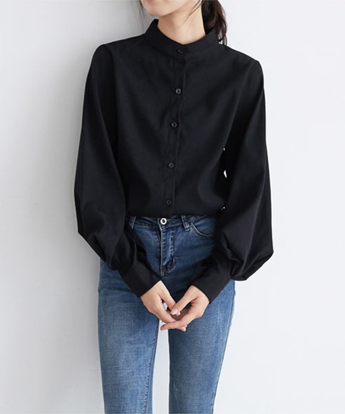 aimoha(アイモハ)の「ニュアンスカラースタンドカラーブラウス(シャツ/ブラウス・レディース・ホワイト/ブラック/ベージュ/ブルー・FREE/SMALL/LARGE/X-LARGE/MEDIUM)」の6枚目の写真