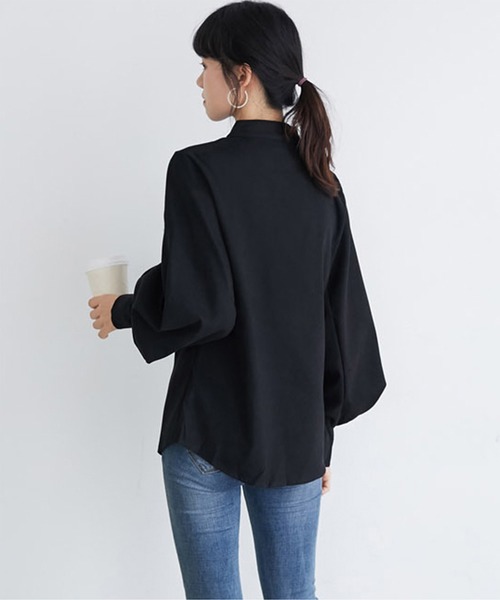 aimoha(アイモハ)の「ニュアンスカラースタンドカラーブラウス(シャツ/ブラウス・レディース・ホワイト/ブラック/ベージュ/ブルー・FREE/SMALL/LARGE/X-LARGE/MEDIUM)」の8枚目の写真