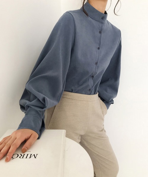 aimoha(アイモハ)の「ニュアンスカラースタンドカラーブラウス(シャツ/ブラウス・レディース・ホワイト/ブラック/ベージュ/ブルー・FREE/SMALL/LARGE/X-LARGE/MEDIUM)」の16枚目の写真