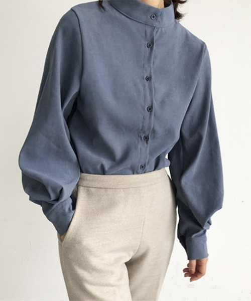 aimoha(アイモハ)の「ニュアンスカラースタンドカラーブラウス(シャツ/ブラウス・レディース・ホワイト/ブラック/ベージュ/ブルー・FREE/SMALL/LARGE/X-LARGE/MEDIUM)」の17枚目の写真