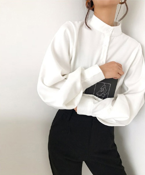 aimoha(アイモハ)の「ニュアンスカラースタンドカラーブラウス(シャツ/ブラウス・レディース・ホワイト/ブラック/ベージュ/ブルー・FREE/SMALL/LARGE/X-LARGE/MEDIUM)」の19枚目の写真