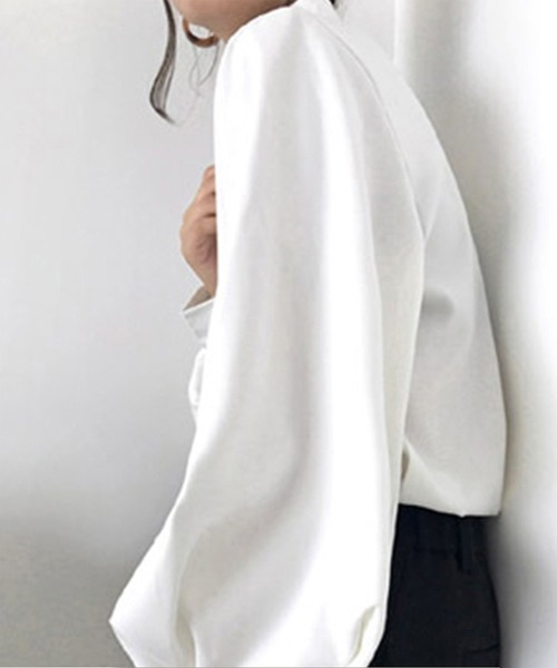 aimoha(アイモハ)の「ニュアンスカラースタンドカラーブラウス(シャツ/ブラウス・レディース・ホワイト/ブラック/ベージュ/ブルー・FREE/SMALL/LARGE/X-LARGE/MEDIUM)」の20枚目の写真