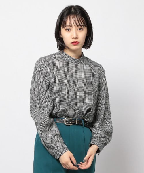 PAGEBOY(ページボーイ)の「アソートチェックハイネックブラウス(シャツ/ブラウス・レディース・ダークブラウン/ブラック・FREE)」の3枚目の写真
