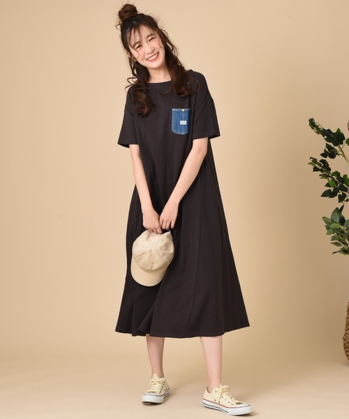 Lee(リー)の「【Lee】DENIMPOCKET FLARE DRESS(ワンピース・レディース・モカ/ブラック/ライトベージュ・FREE)」の6枚目の写真
