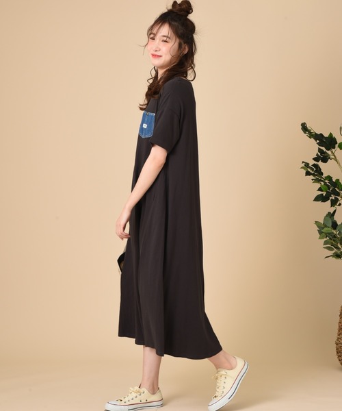 Lee(リー)の「【Lee】DENIMPOCKET FLARE DRESS(ワンピース・レディース・モカ/ブラック/ライトベージュ・FREE)」の7枚目の写真