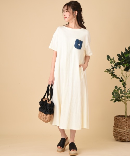 Lee(リー)の「【Lee】DENIMPOCKET FLARE DRESS(ワンピース・レディース・モカ/ブラック/ライトベージュ・FREE)」の12枚目の写真