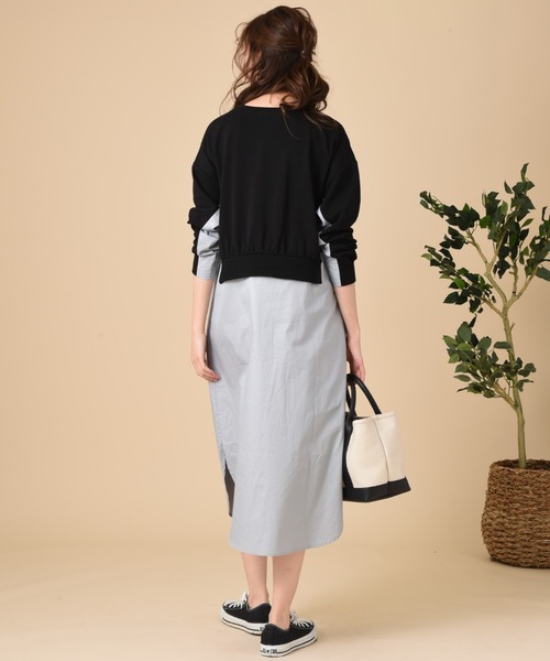 INTERPLANET(インタープラネット)の「ストライプ切替レイヤード風ワンピース(ワンピース・レディース・アイボリー/ブラック/ベージュ・FREE)」の10枚目の写真