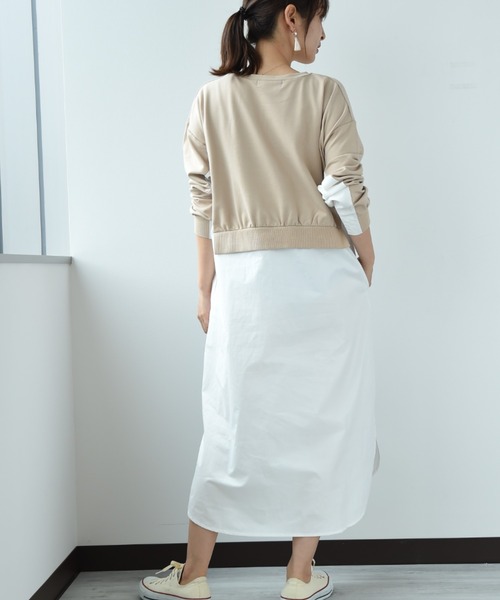 INTERPLANET(インタープラネット)の「ストライプ切替レイヤード風ワンピース(ワンピース・レディース・アイボリー/ブラック/ベージュ・FREE)」の14枚目の写真