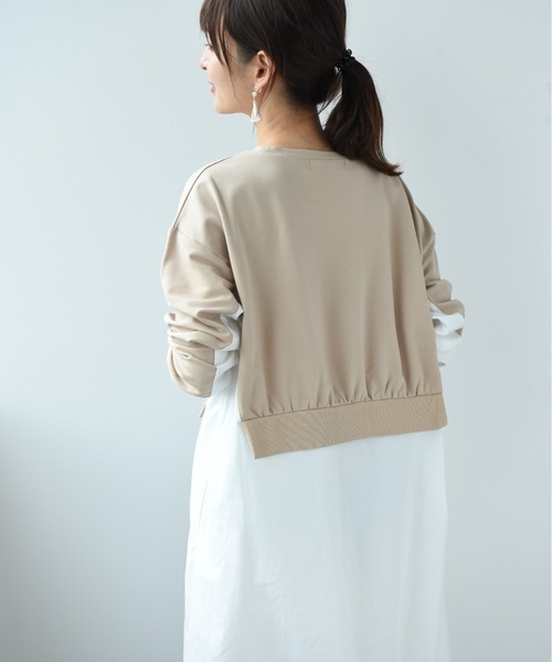 INTERPLANET(インタープラネット)の「ストライプ切替レイヤード風ワンピース(ワンピース・レディース・アイボリー/ブラック/ベージュ・FREE)」の18枚目の写真