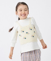 petit main | ウォッシャブル 花刺しゅうニットビスチェ×Tシャツセット(ニット/セーター)