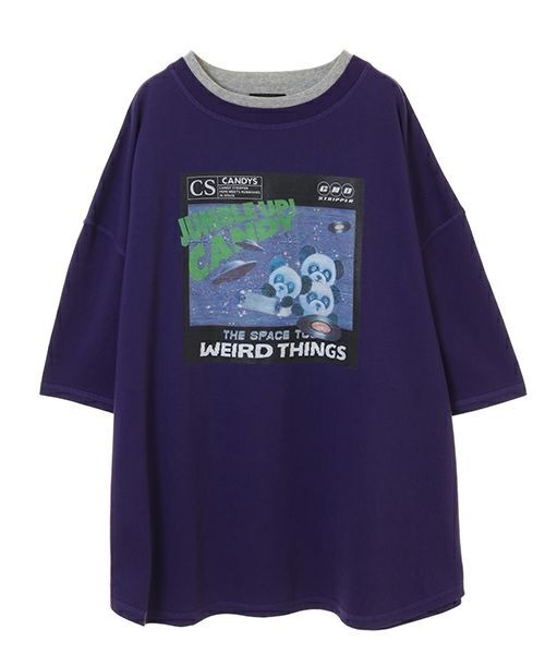 Candy Stripper(キャンディストリッパー)の「JUMBLE UP SPACE トップス(Tシャツ/カットソー・レディース・ブラック/パープル/オフホワイト/ライム・2)」の8枚目の写真