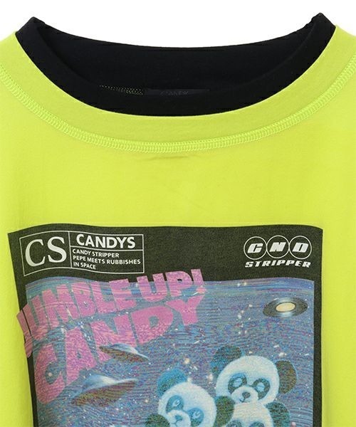 Candy Stripper(キャンディストリッパー)の「JUMBLE UP SPACE トップス(Tシャツ/カットソー・レディース・ブラック/パープル/オフホワイト/ライム・2)」の12枚目の写真