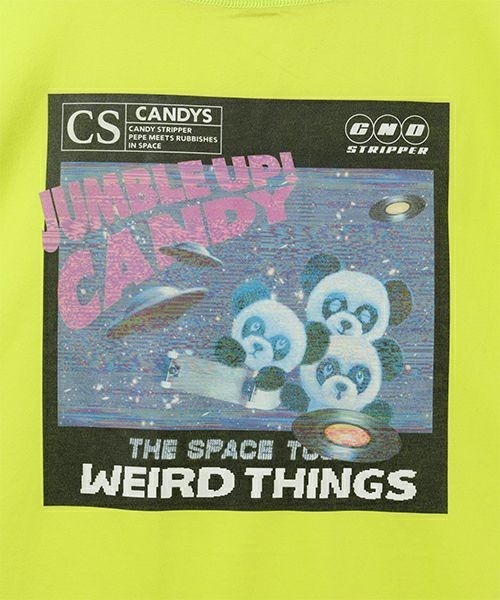 Candy Stripper(キャンディストリッパー)の「JUMBLE UP SPACE トップス(Tシャツ/カットソー・レディース・ブラック/パープル/オフホワイト/ライム・2)」の11枚目の写真