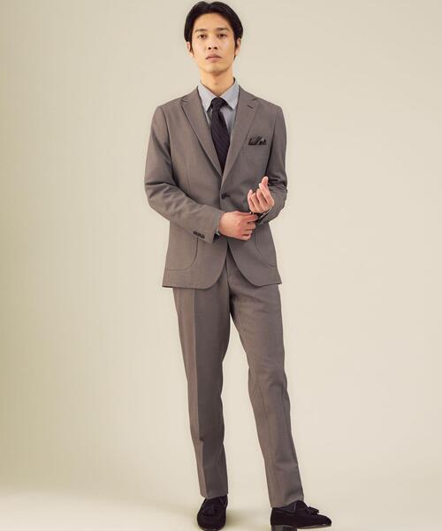 WORK TRIP OUTFITS GREEN LABEL RELAXING（ワークトリップアウトフィッツグリーンレーベル リラクシング）の「＜機能/洗濯機洗い可・ストレッチ・防シワ＞ WTO A+ PE シャークスキン MODERN 2P（テーラードジャケット・メンズ・ネイビー/ブラウン/グレー・XS/42/S/44/M/46/L/48/XL/50）」の4枚目の写真