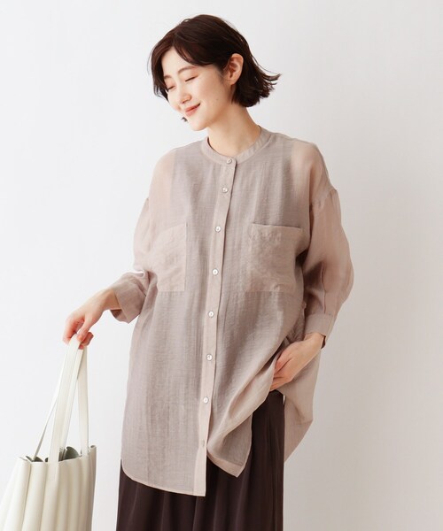 DRESKIP（ドレスキップ）の「◆バンドカラーブラウス（シャツ/ブラウス・レディース・オフホワイト/サックスブルー/ライトベージュ・02/03）」の3枚目の写真