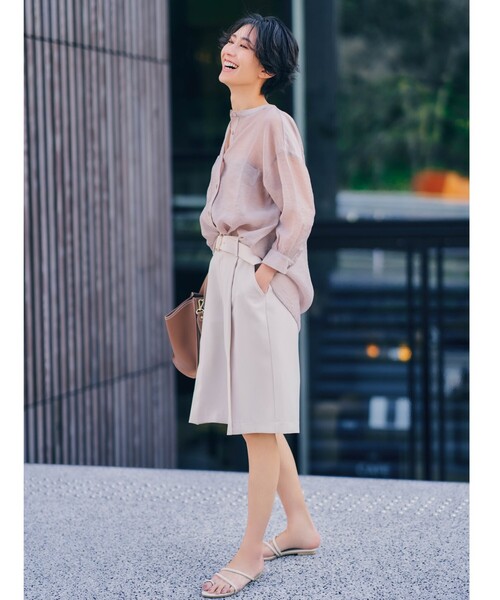 DRESKIP（ドレスキップ）の「◆バンドカラーブラウス（シャツ/ブラウス・レディース・オフホワイト/サックスブルー/ライトベージュ・02/03）」の6枚目の写真