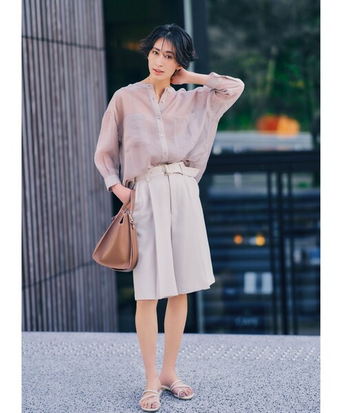 DRESKIP（ドレスキップ）の「◆バンドカラーブラウス（シャツ/ブラウス・レディース・オフホワイト/サックスブルー/ライトベージュ・02/03）」の8枚目の写真