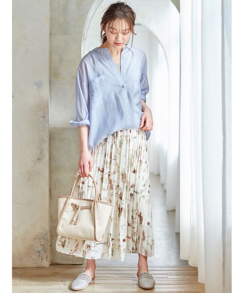 DRESKIP（ドレスキップ）の「◆バンドカラーブラウス（シャツ/ブラウス・レディース・オフホワイト/サックスブルー/ライトベージュ・02/03）」の21枚目の写真