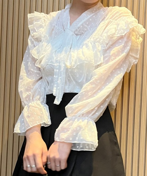 Crea titty&Co. PETIT(クレアティティーアンドコープチ)の「【Crea titty&Co.PETIT】Crea ボウタイフリルトップス(シャツ/ブラウス・レディース・オフホワイト/ベージュ・FREE)」の15枚目の写真