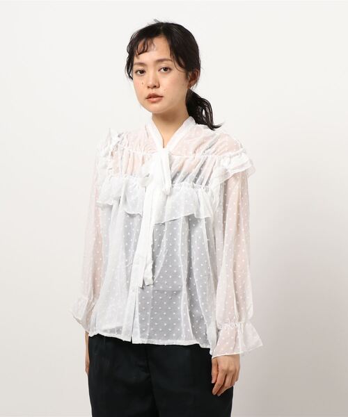 Crea titty&Co. PETIT(クレアティティーアンドコープチ)の「【Crea titty&Co.PETIT】Crea ボウタイフリルトップス(シャツ/ブラウス・レディース・オフホワイト/ベージュ・FREE)」の17枚目の写真