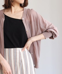 【shemoshelly】クルーネックシアーカーディガン