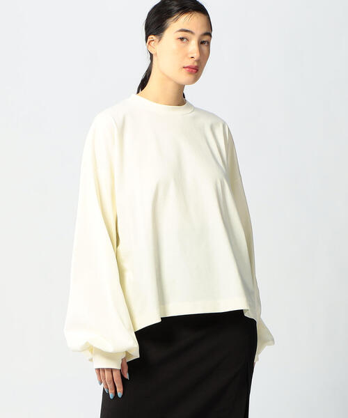 EDITION（エディション）の「【WEB限定】32/2 COTTON SIRO ギャザースリーブカットソー（Tシャツ/カットソー・レディース・ホワイト/ライトブルー・FREE）」の10枚目の写真