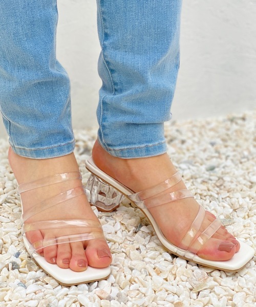 LYDIE（リディー）の「クリアヒールコードストラップスクエアサンダル（サンダル・レディース・ブラック/オフホワイト/ベージュ・LL/S/L/M/XS）」の11枚目の写真