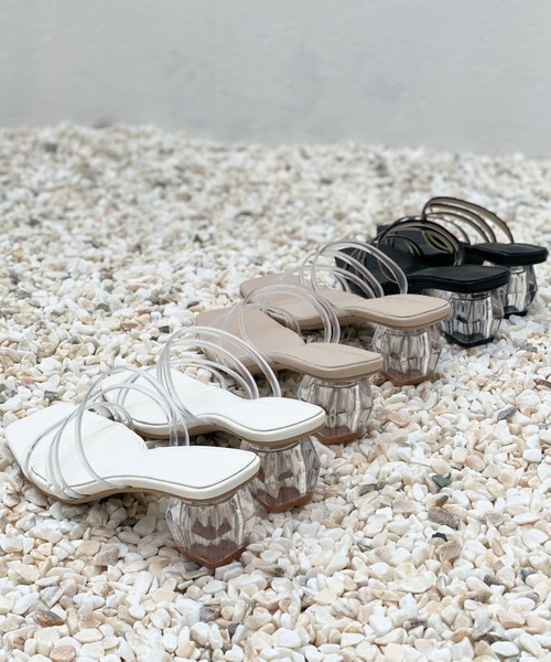 LYDIE（リディー）の「クリアヒールコードストラップスクエアサンダル（サンダル・レディース・ブラック/オフホワイト/ベージュ・LL/S/L/M/XS）」の13枚目の写真